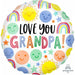 Love U Grandpa Happy Faces 18-Inch Round Foil Balloon