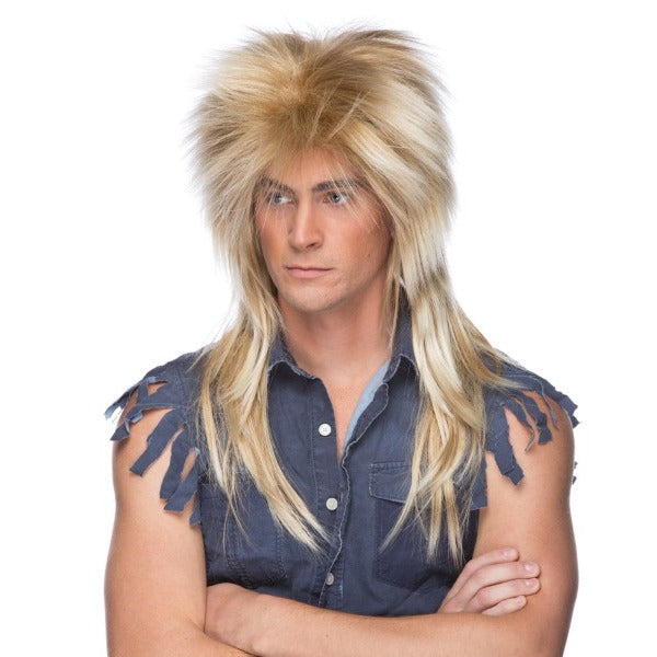 Long Rocker Costume Wig in Mixed Blonde