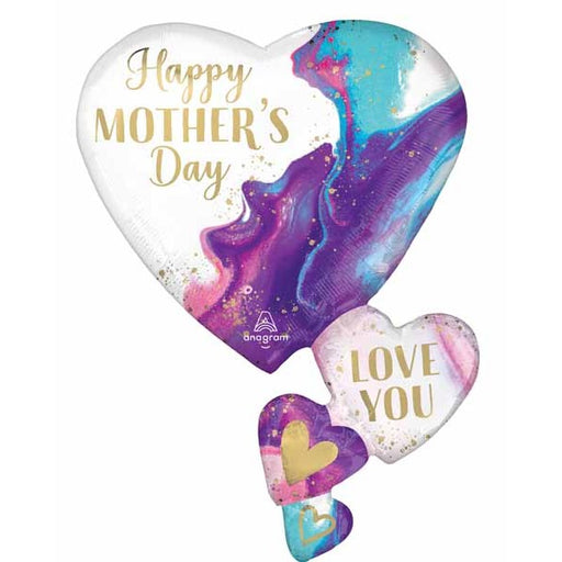 Happy Mother's Day Marble Hearts 30" Foil Balloon