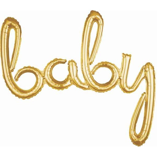 Gold Baby Script Phrase Balloon