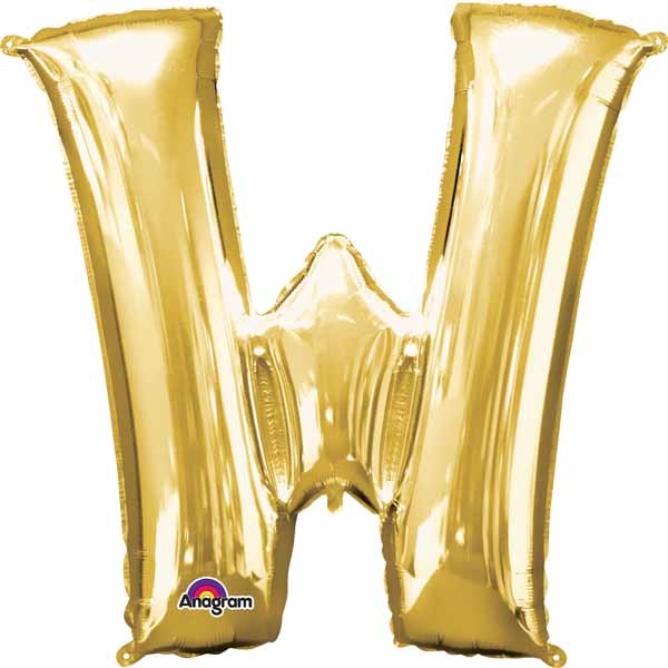 34 Inch Gold Letter W Foil Balloon