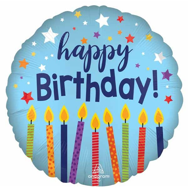 Satin Happy Birthday Celebrate 18-Inch Round Foil Balloon