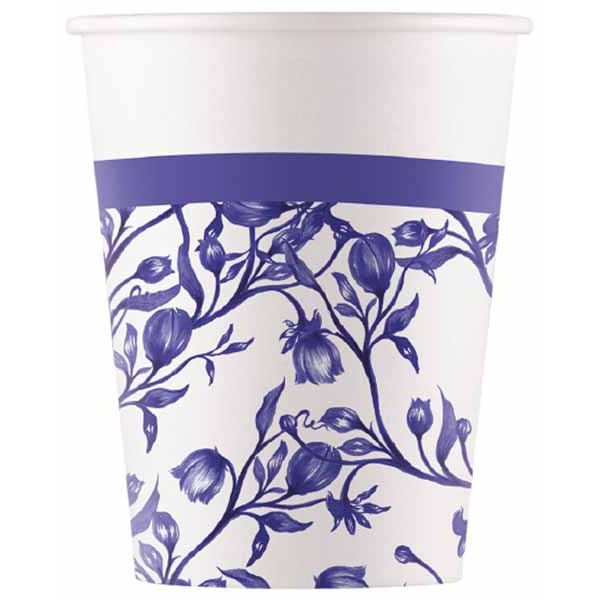 PAPER CUPS 7 OZ 8/PK BLUE PORCELAIN
