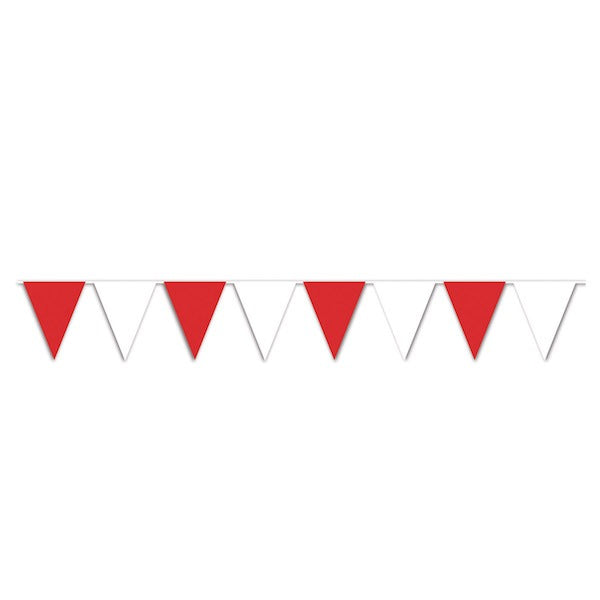 Red & White Pennant Banner, 30 ft