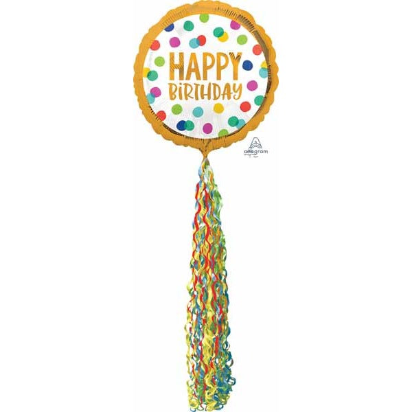 HAPPY DOTS BDAY 70" POM POM AW P60 PKG