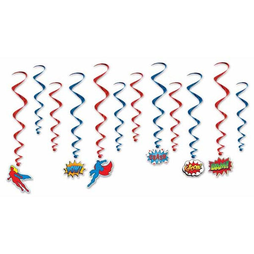 Hero Whirls Hanging Swirl Decorations, 12 Pack