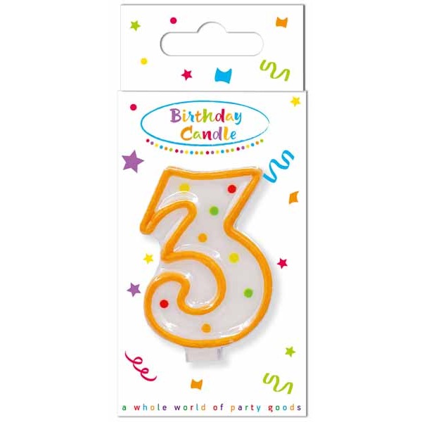 Polka Dot Number 3 Birthday Candle