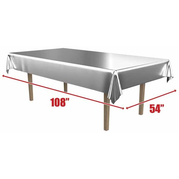 Silver Metallic Table Cover, 1 Pack