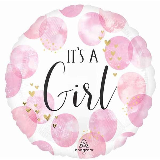 Baby Girl Watercolor 18-Inch Round Foil Balloon