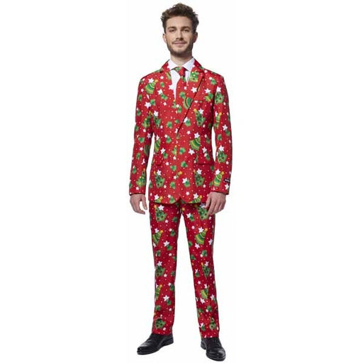 Suitmeister Men's Trees & Red Stars Christmas Suit, Medium