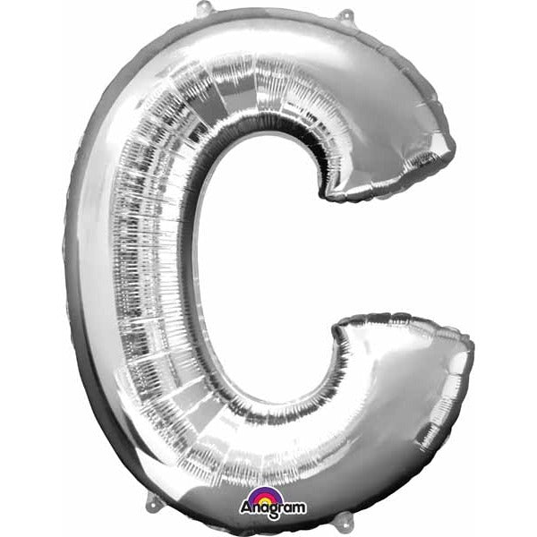 Silver Letter C 34-Inch Foil Balloon