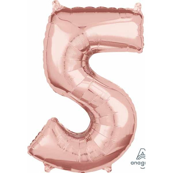 26-Inch Rose Gold Number 5 Balloon