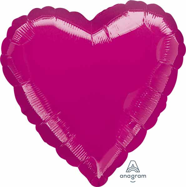 18 Inch Metallic Fuchsia Heart Foil Balloon