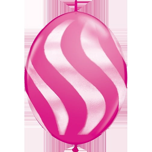 Qualatex Wavy Stripes QuickLink 12-Inch Latex Balloons, 50 Count