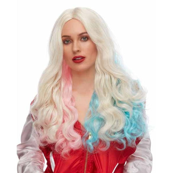 Rebel Costume Wig in Blonde with Pink and Blue