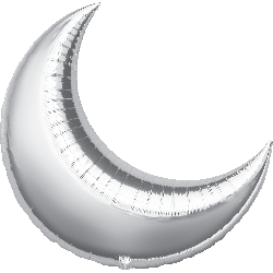 17-Inch Silver Crescent Moon Foil Balloon