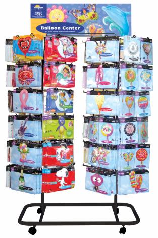 120-Peg Dual Spinner Floor Display Rack - Black