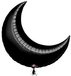 Black Crescent Moon Foil Balloon, 35 Inch