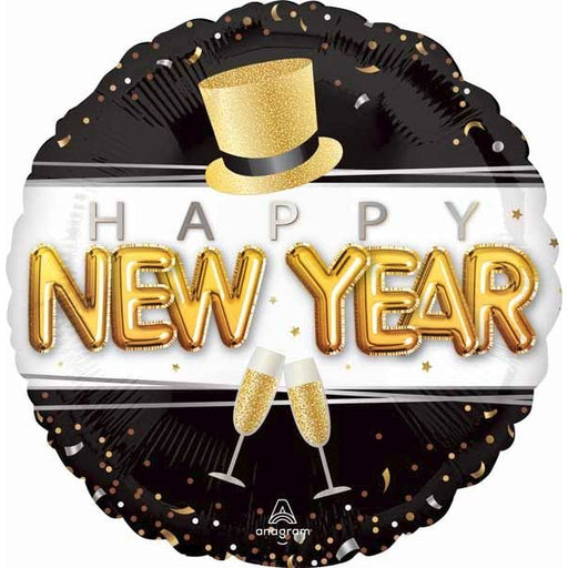 Pop Clink Cheers New Year's 18-Inch Round Foil Balloon