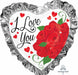 28-Inch Love You Ruffle Heart Foil Balloon
