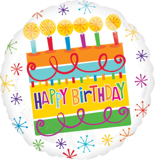 18-Inch Happy Birthday Cake Foil Balloon