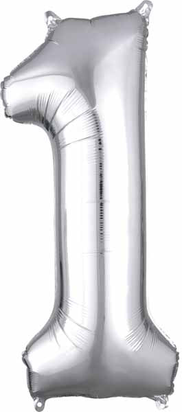 34-Inch Silver Number 1 Foil Balloon