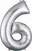 34-Inch Silver Number 6 Foil Balloon