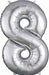 34 Inch Silver Number 8 Foil Balloon