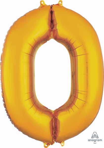 34-Inch Gold Number 0 Foil Balloon