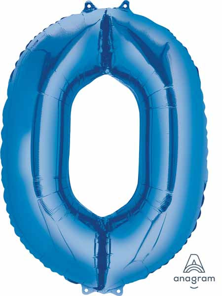 Blue Number 0 Foil Balloon, 34 Inch