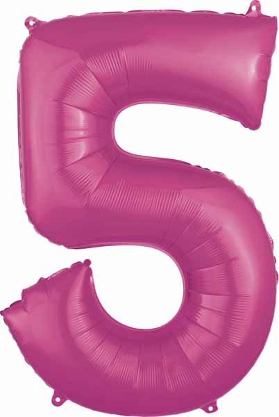 Pink Number 5 34-Inch Foil Balloon