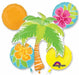 Tropical Palm Tree Summer Foil Balloon Bouquet, 5 Piece