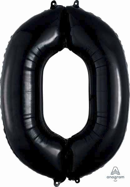 Black Number 0 Foil Balloon, 34 Inch