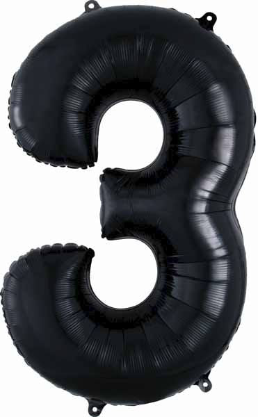 34-Inch Black Number 3 Balloon