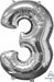 26-Inch Silver Number 3 Foil Balloon