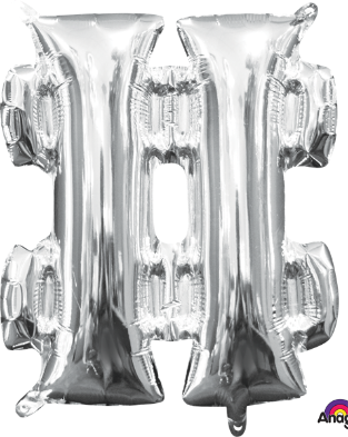 16-Inch Silver Hashtag Foil Balloon