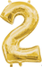 Gold Number 2 Balloon, 16 Inch