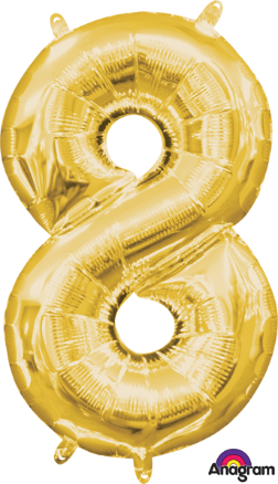 16-Inch Gold Number 8 Balloon