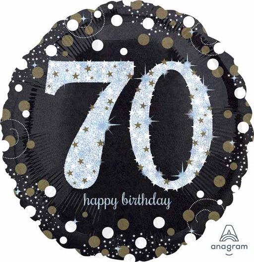 Sparkling 70th Birthday Holographic Foil Balloon, 18 Inch
