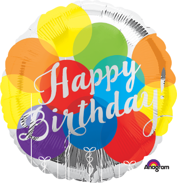 Happy Birthday Balloons 18-Inch Round Foil Balloon