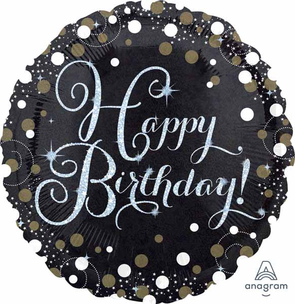 Sparkling Birthday 18-Inch Round Holographic Foil Balloon