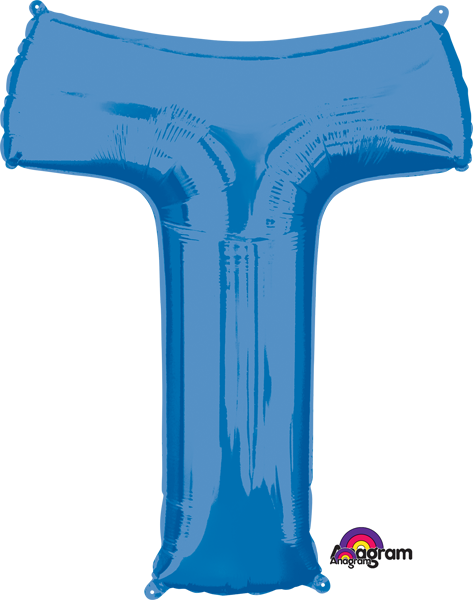 Blue Letter T Balloon, 32 Inch