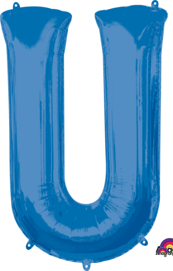 Blue Letter U Balloon, 33 Inch