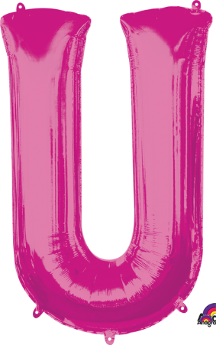 Pink Letter U Balloon, 33 Inch