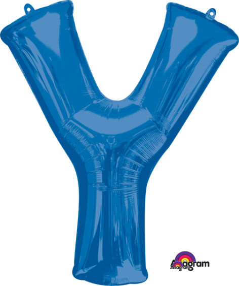 Blue Letter Y Balloon, 34 Inch