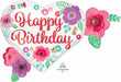 Happy Birthday Floral Print Foil Balloon, 27 Inch