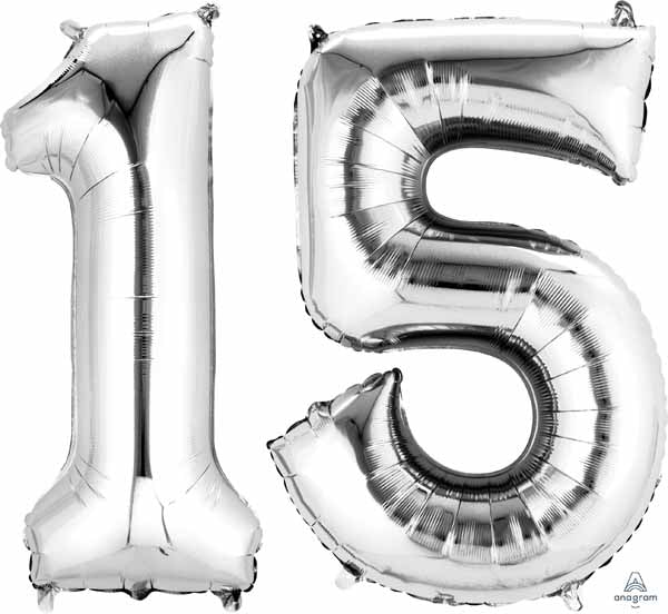 34-Inch Silver Number 15 Balloon