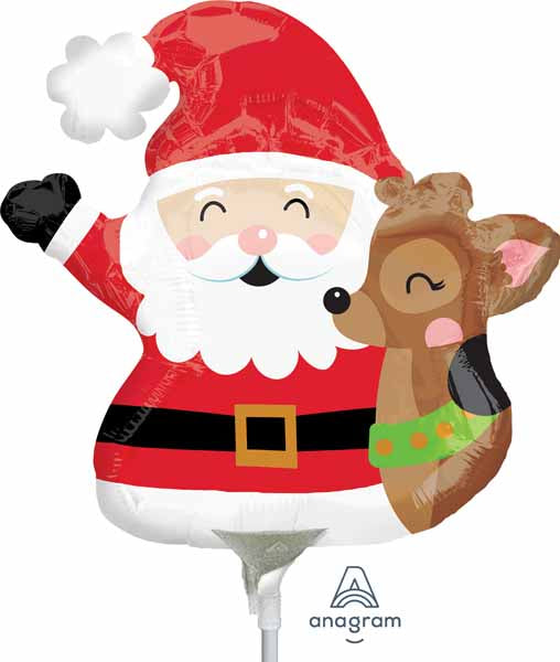Santa & Reindeer Mini Shape Foil Balloon