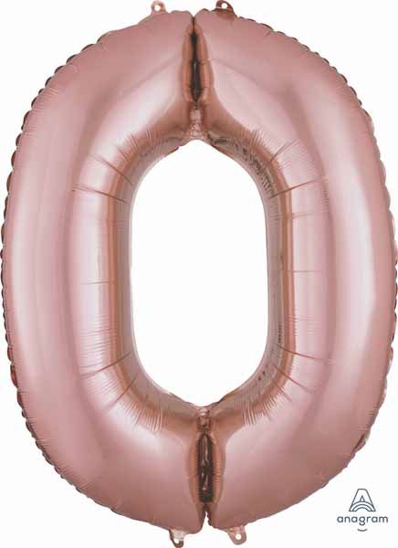 34-Inch Rose Gold Number 0 Balloon