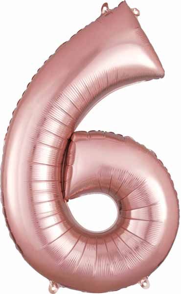 34-Inch Rose Gold Number 6 Balloon